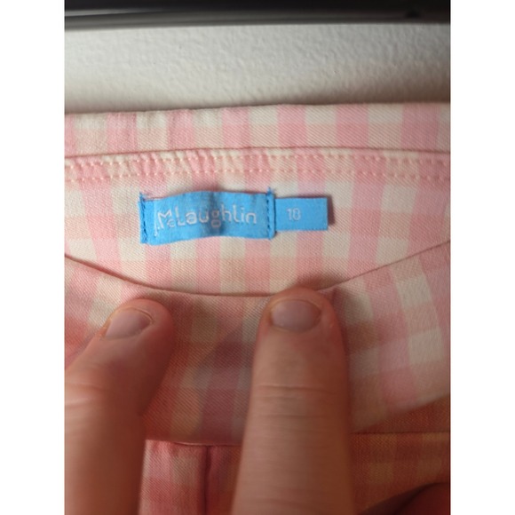 J. McLaughlin Pink Gingham Check Capri Pants Womens Size 10 Cropped Slim Fit - Picture 3 of 5